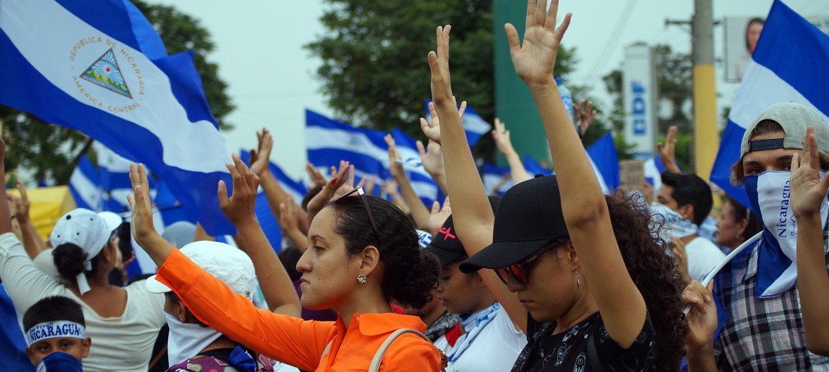 Protesta estudiantil en la capital de Nicaragua, Managua.  (archivo julio 2018)