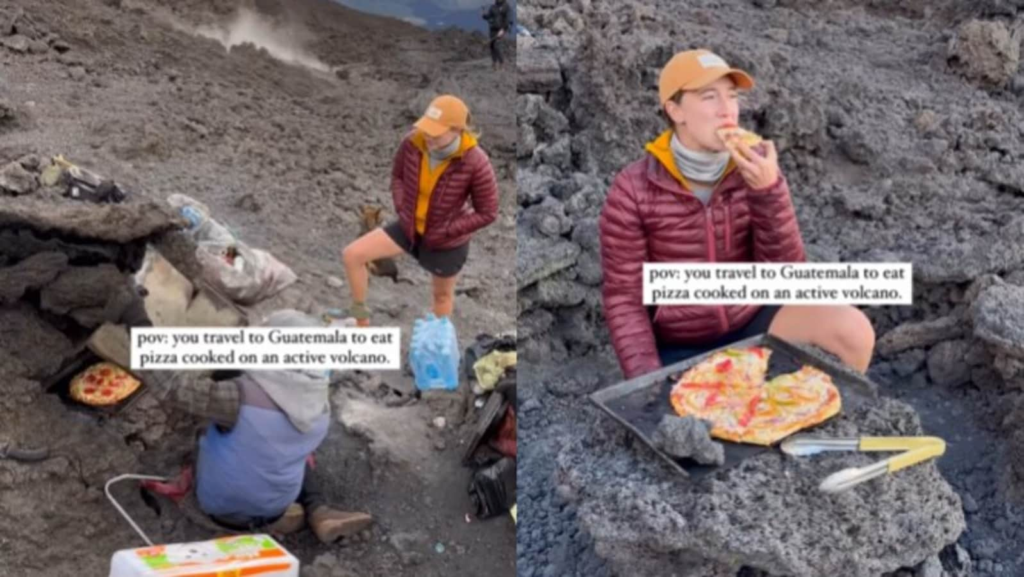 Mujer come pizza cocinada en un volcán activo en Guatemala |  Tendencias