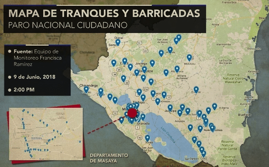 Mapa de tranques en Nicaragua en junio de 2018 publicado por la golpista Francisca Ramírez | Señor en línea | Mapa de tranques en Nicaragua en junio de 2018 publicado por la golpista Francisca Ramírez | Señor en línea