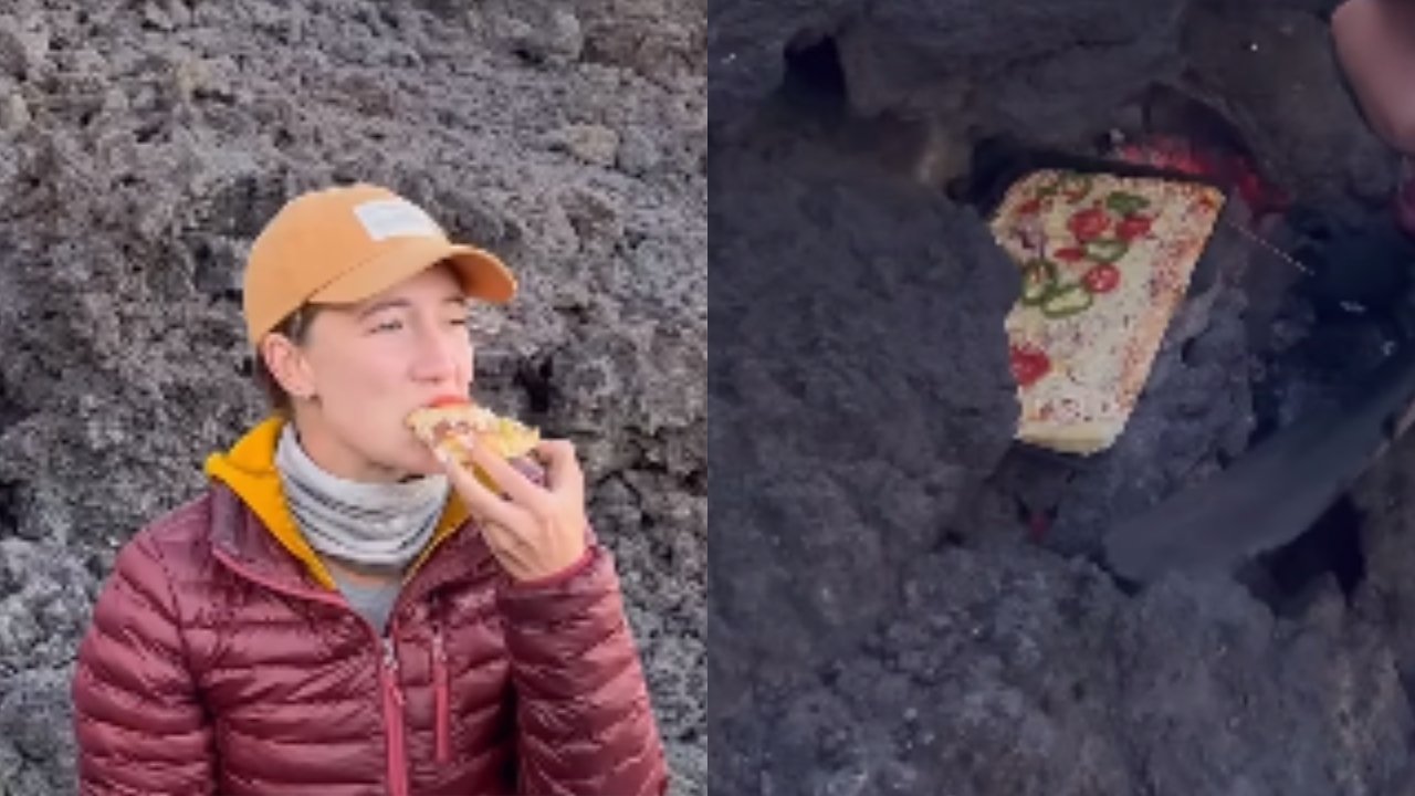 Pizza horneada en un volcán activo en Guatemala;  internet reacciona