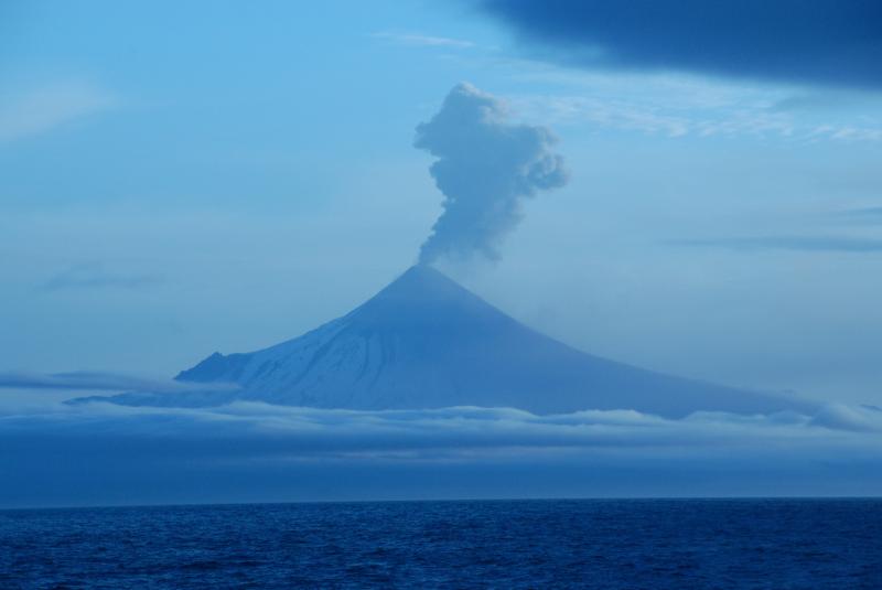 Explosions have rocked the Shishaldin Volcano today. Image: USGS