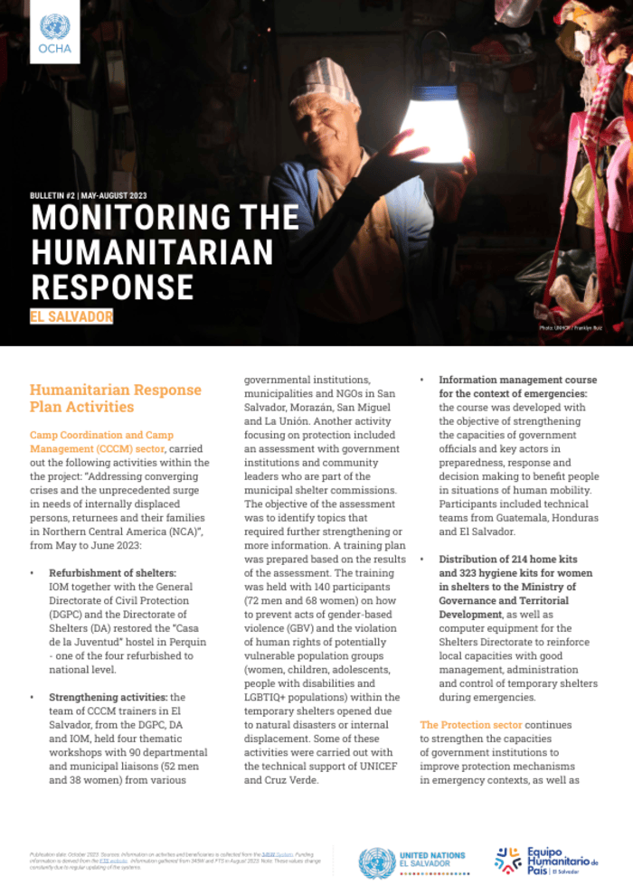 El Salvador: Seguimiento de la Ayuda Humanitaria - Boletín no.  2 |  en 2023  mayo-agosto  -salvador