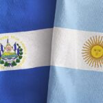 The flags of Argentina and El Salvador.