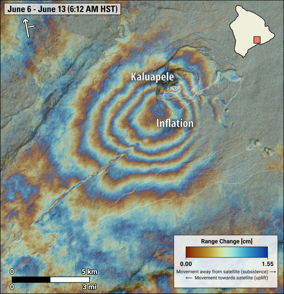 Aumento de los terremotos del volcán Kilauea, inflación observada por el USGS