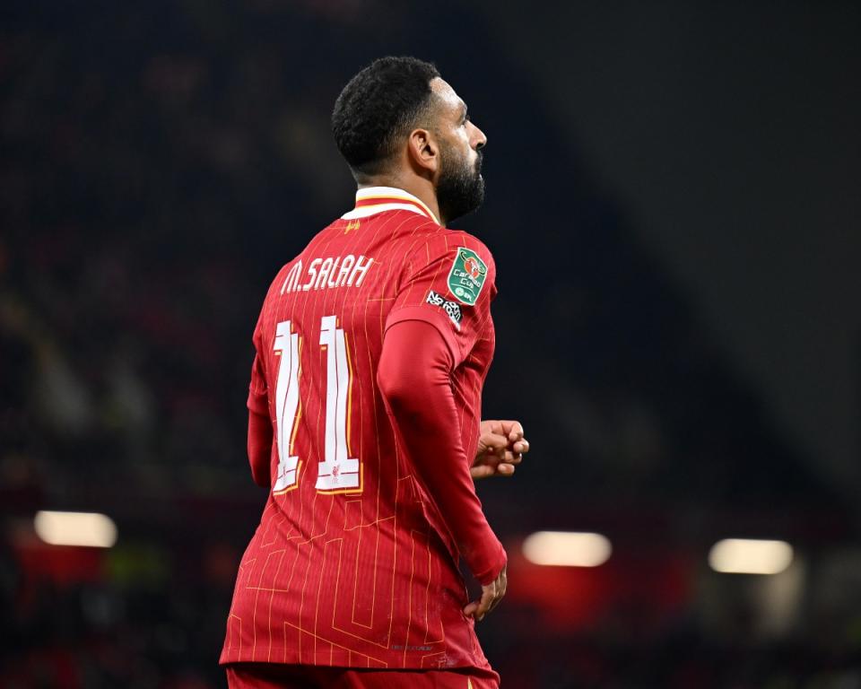 Mohamed Salah en acción con el Liverpool contra el West Ham.