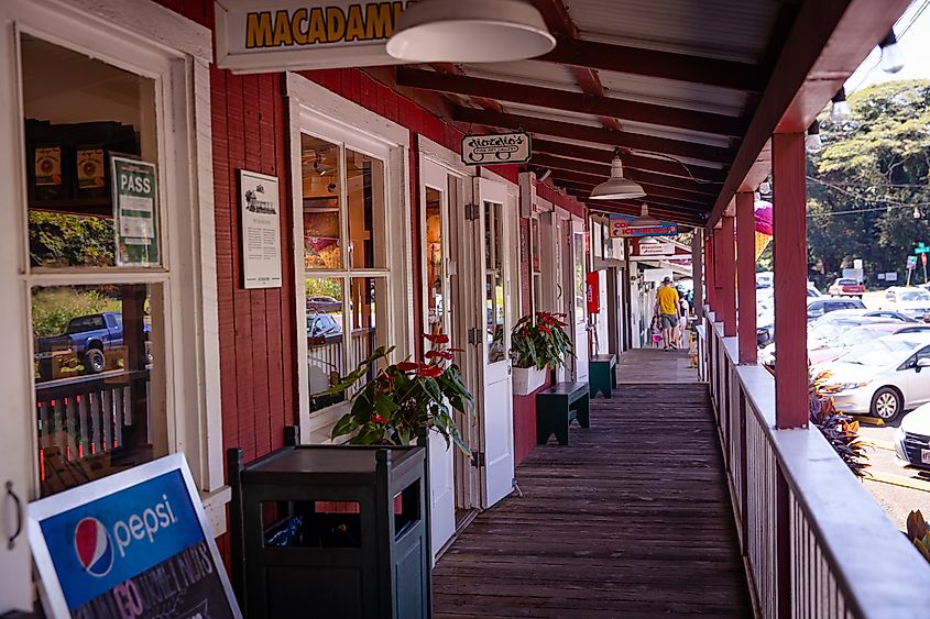 City Historic Koloa Township en Kauai, la ciudad, plantación maravillosamente imaginativa, tiendas de viviendas y restaurantes de viviendas rurales.