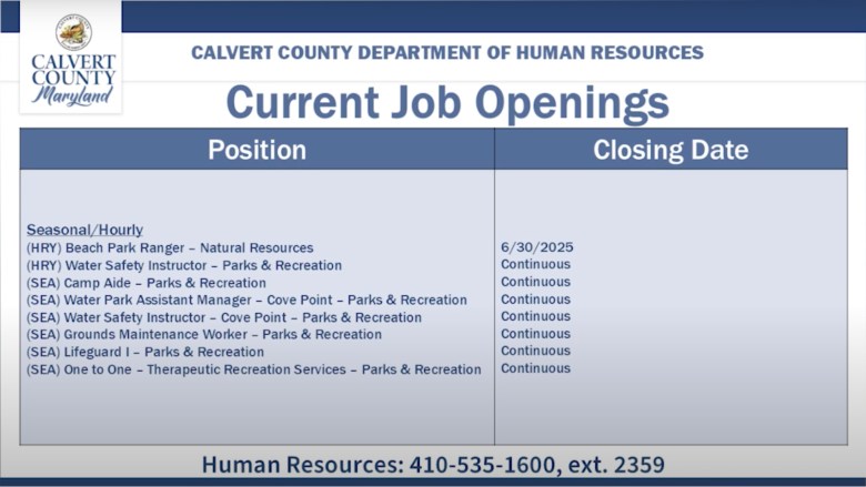 Trabajos actuales del condado de Calvert