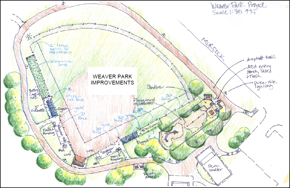 Weaver Park mejora el dibujo como se ve desde arriba