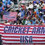 Spotlight del estadio olímpico, entre el caos de cricket americano como 2028. La máquina de Los Ángeles