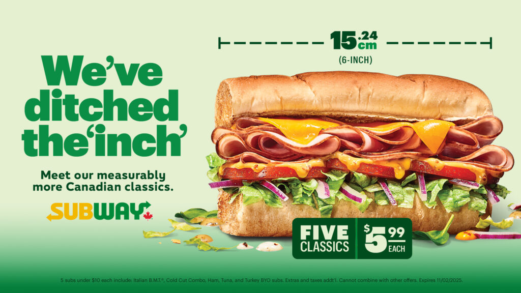 Subway Canada Metric con 15.24 cm de clásicos canadienses