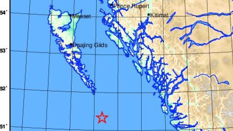 4.8 No se espera que los ataques de terremotos de tamaño al sur de Haida Gwaiii dañen