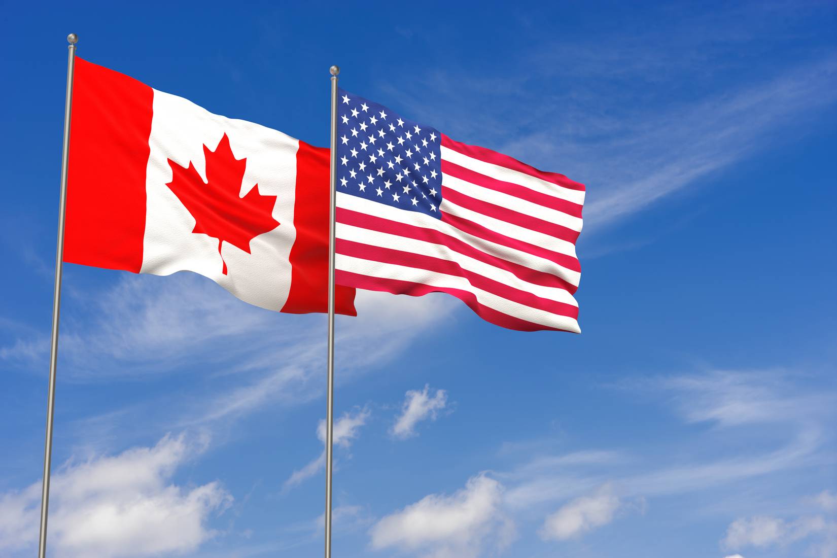 Canadá y bandera estadounidense