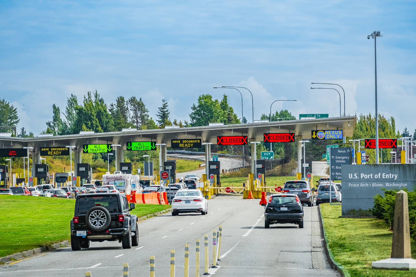 EE. UU. -Canada fronteriza Crossing, Peace Arch, Washington State, EE. UU.