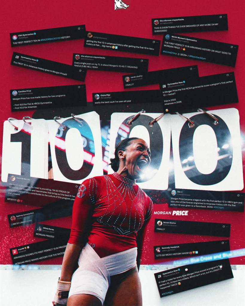 Una ex gimnasta de HBCU hizo historia en Arkansas con un Perfect 10.
