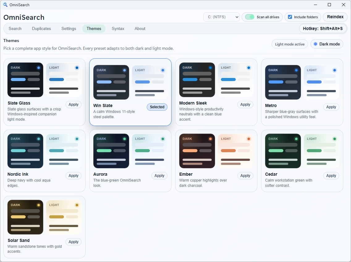 Configuración del tema OmniSearch