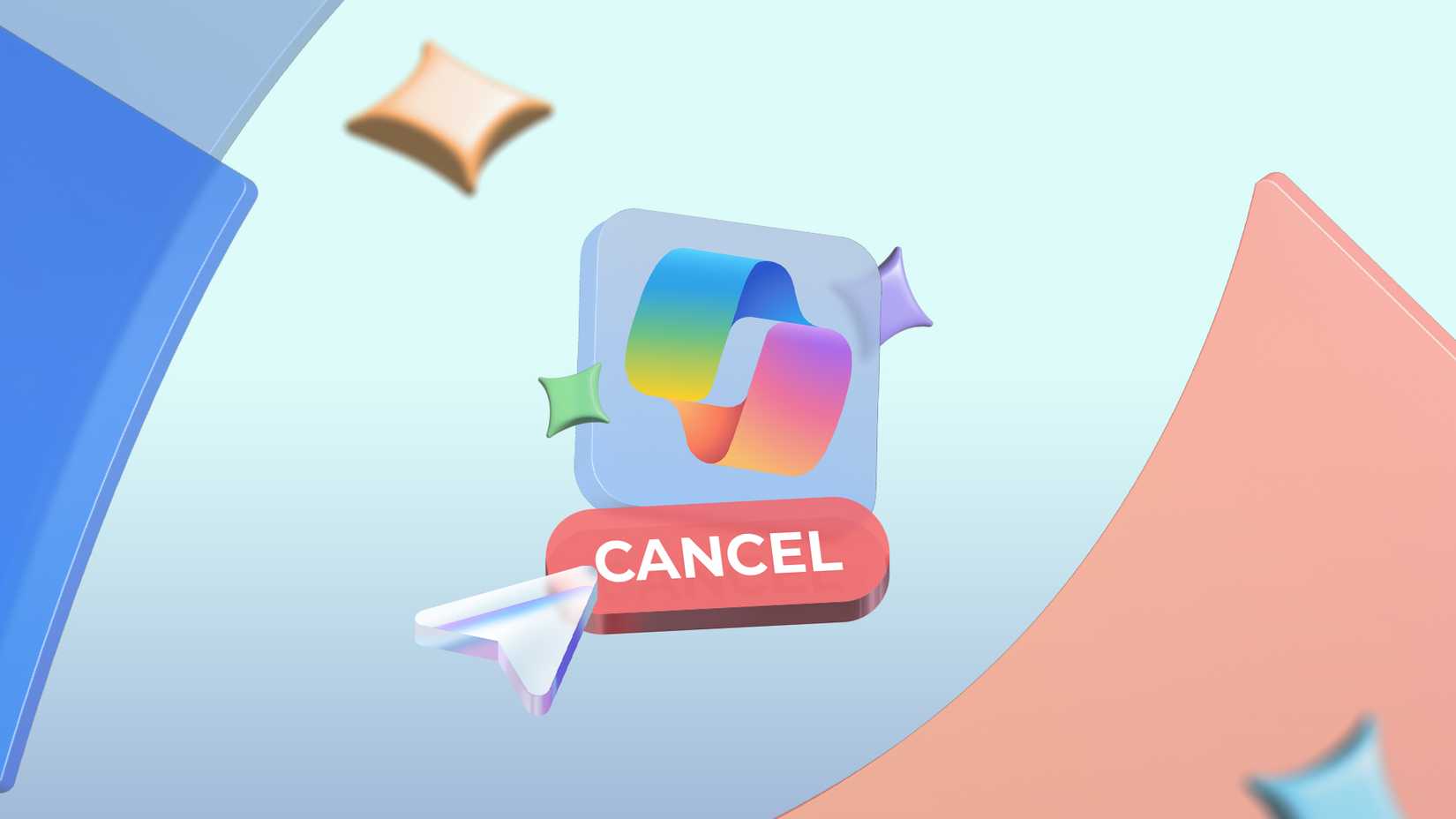 Logotipo de Microsoft Copilot con botón de cancelar.