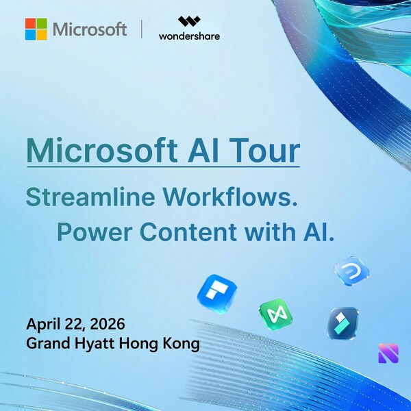 Wondershare, líder mundial en software de productividad y creatividad, el 22 de abril. participará en el Microsoft AI Tour en Hong Kong.