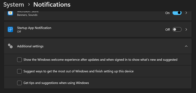 Deshabilite la configuración adicional en las notificaciones del sistema para deshacerse de SCOOBE Deshabilite la configuración adicional en las notificaciones del sistema para deshacerse de SCOOBE