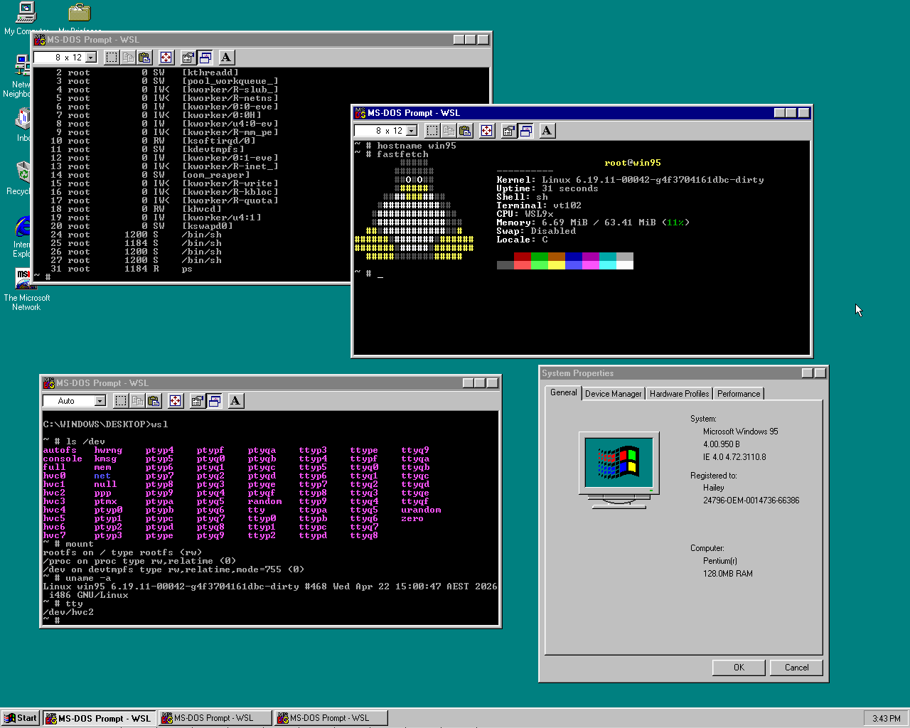 Windows 95 wsl9x muestra demasiados mensajes de ms dos en Windows 95