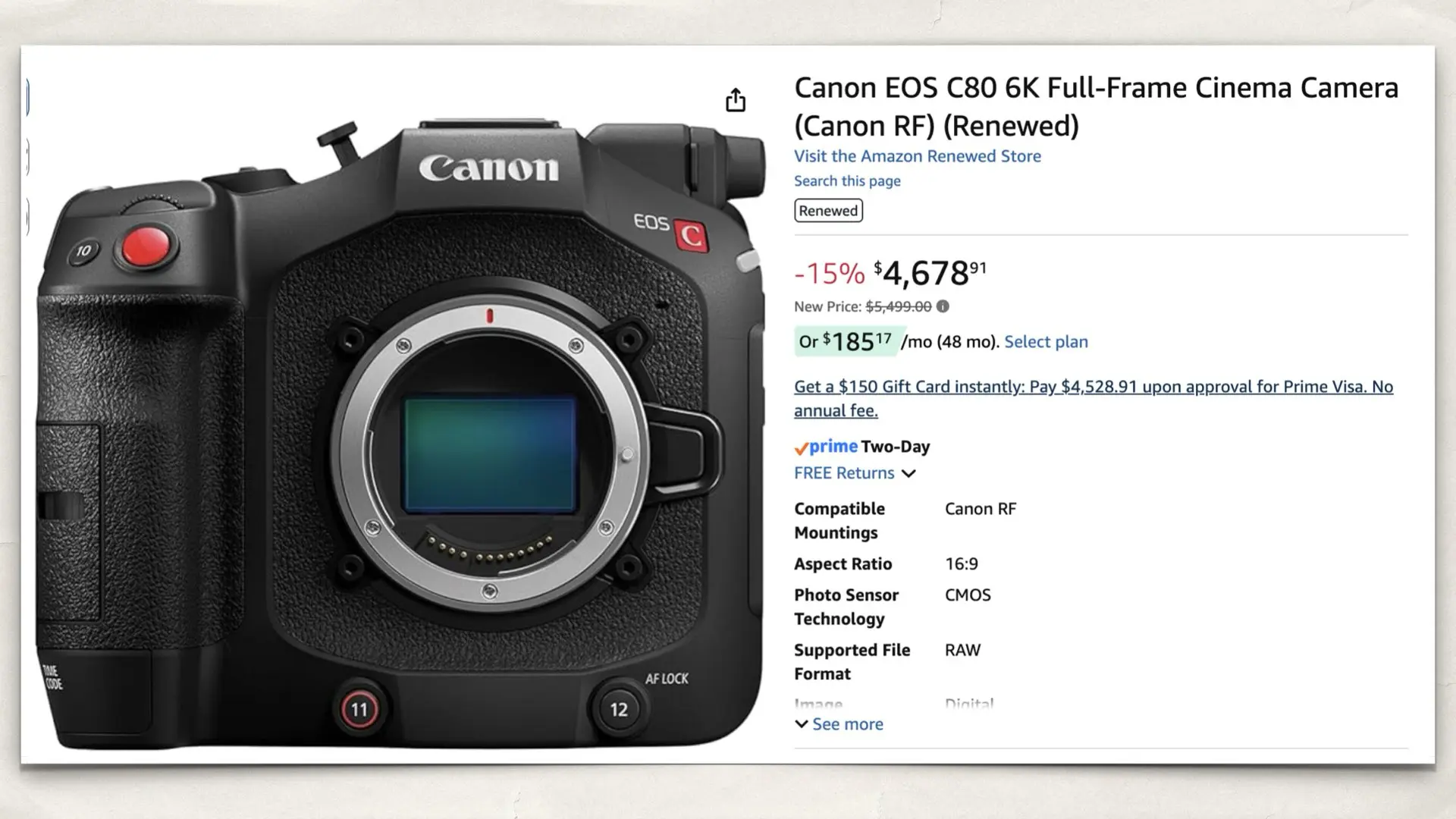 Cámara de cine de fotograma completo Canon EOS C80 6K (Canon RF) (actualizada)