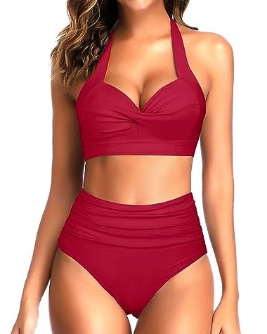 Conjunto de bikini vintage de cintura alta